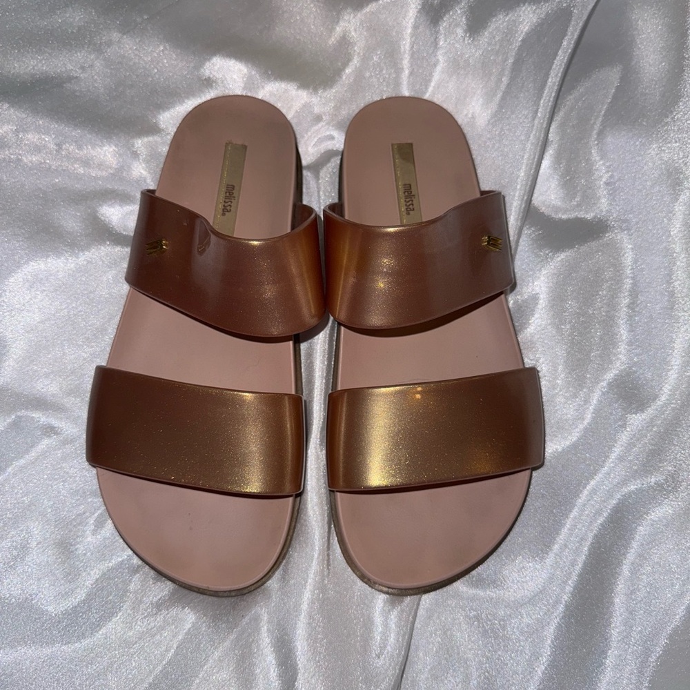 Melissa Metallic Bronze Slide Sandals